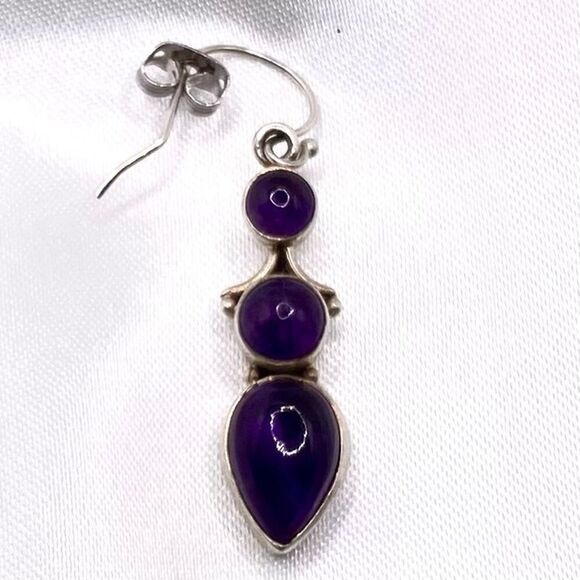 YYx Amethyst & Sterling 925 Silver Dangle Earrings - Picture 6 of 10